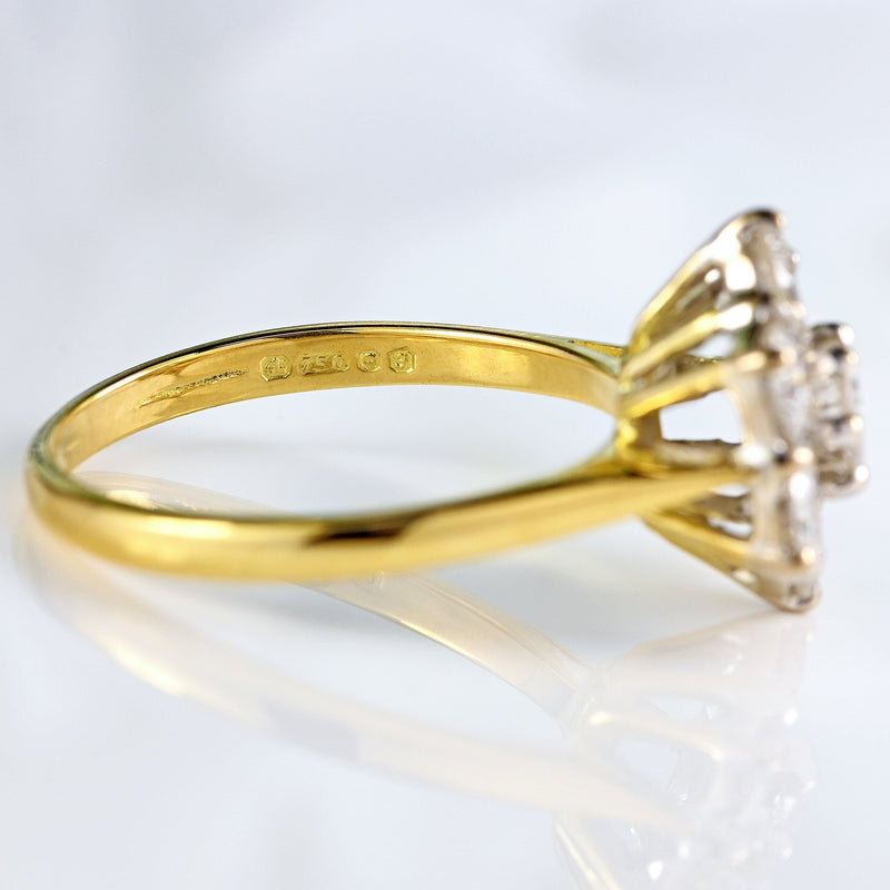 Ellibelle Jewellery Vintage 1980 18ct Gold Diamond Daisy Cluster Ring (1.92cts)