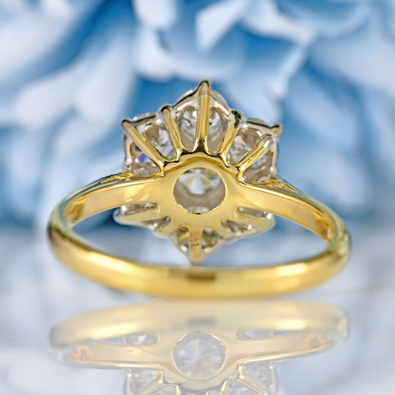 Ellibelle Jewellery Vintage 1980 18ct Gold Diamond Daisy Cluster Ring (1.92cts)