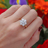 Ellibelle Jewellery Vintage 1980 18ct Gold Diamond Daisy Cluster Ring (1.92cts)