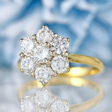 Ellibelle Jewellery Vintage 1980 18ct Gold Diamond Daisy Cluster Ring (1.92cts)