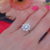 Ellibelle Jewellery Vintage 1980 Diamond 18ct White Gold Daisy Cluster Engagement Ring (2.00cts)