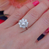 Ellibelle Jewellery Vintage 1980 Diamond 18ct White Gold Daisy Cluster Engagement Ring (2.00cts)