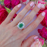 Ellibelle Jewellery Vintage 1980 Emerald & Diamond 18ct Gold Cluster Engagement Ring (3.60cts)