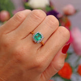Ellibelle Jewellery Vintage 1980 Emerald & Diamond 18ct Gold Cluster Ring (1.30cts)