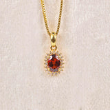 Ellibelle Jewellery Vintage 1980 Garnet & Diamond 18ct Gold Pendant Necklace