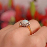 Ellibelle Jewellery Vintage 1980 Opal & Diamond 18ct Gold Cluster Ring (1.85cts)