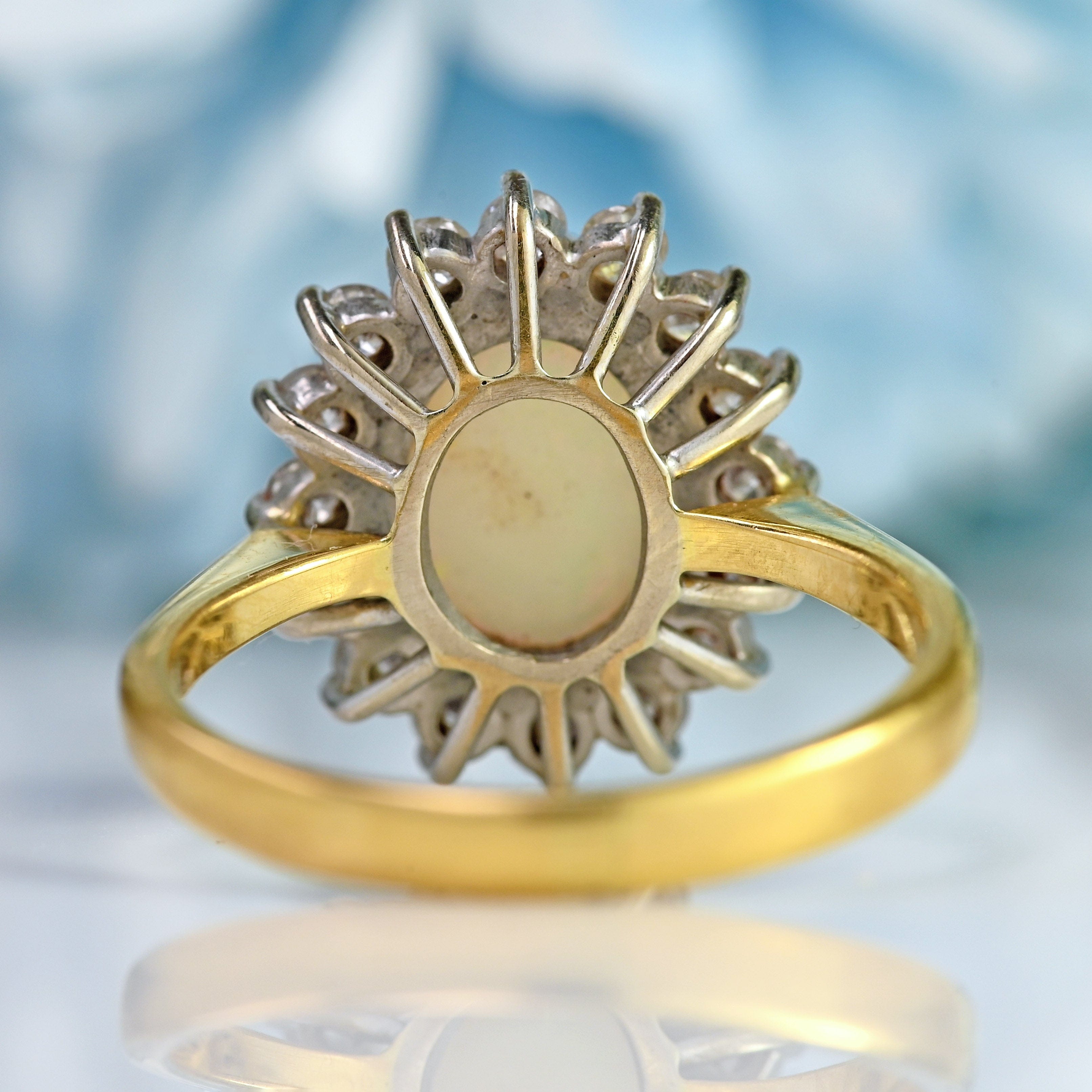 Ellibelle Jewellery Vintage 1980 Opal & Diamond 18ct Gold Cluster Ring (1.85cts)