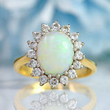 Ellibelle Jewellery Vintage 1980 Opal & Diamond 18ct Gold Cluster Ring (1.85cts)