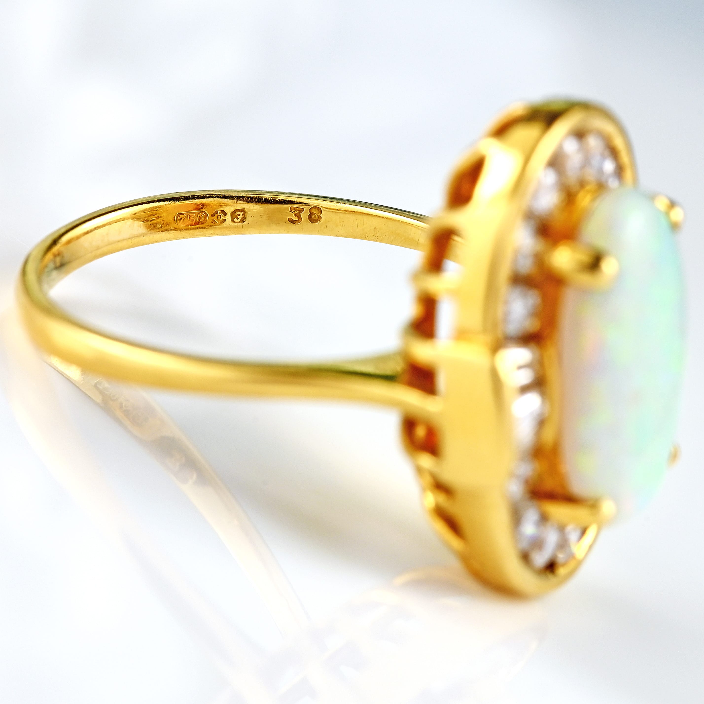 Ellibelle Jewellery Vintage 1980 Opal & Diamond 18ct Gold Statement Dress Ring