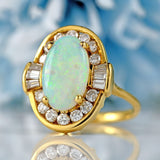 Ellibelle Jewellery Vintage 1980 Opal & Diamond 18ct Gold Statement Dress Ring