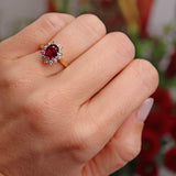 Ellibelle Jewellery Vintage 1980 Ruby & Diamond 18ct Gold Cluster Ring