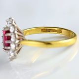Ellibelle Jewellery Vintage 1980 Ruby & Diamond 18ct Gold Oval Cluster Ring (1.00ct)