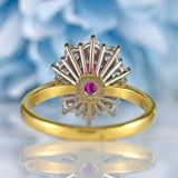 Ellibelle Jewellery Vintage 1980 Ruby & Diamond 18ct Gold Oval Cluster Ring (1.00ct)