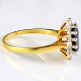 Ellibelle Jewellery Vintage 1980 Sapphire & Diamond 18ct Gold Cluster Ring (2.55cts)