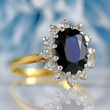 Ellibelle Jewellery Vintage 1980 Sapphire & Diamond 18ct Gold Cluster Ring (2.55cts)