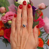 Ellibelle Jewellery Vintage 1980 Sapphire & Diamond 18ct Gold Double-Cluster Crossover Ring