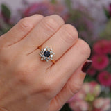 Ellibelle Jewellery Vintage 1980 Sapphire & Diamond 18ct Gold Star Cluster Ring