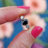 Ellibelle Jewellery Vintage 1980 Sapphire & Diamond 18ct Gold Three-Stone Engagement Ring