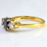 Ellibelle Jewellery Vintage 1980 Sapphire & Diamond 18ct Gold Three-Stone Engagement Ring