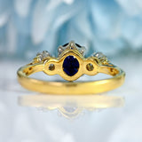 Ellibelle Jewellery Vintage 1980 Sapphire & Diamond 18ct Gold Three-Stone Engagement Ring