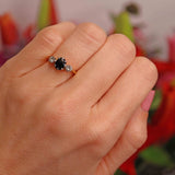 Ellibelle Jewellery Vintage 1980 Sapphire & Diamond 18ct Gold Three-Stone Engagement Ring