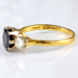 Ellibelle Jewellery Vintage 1980 Sapphire & Diamond 18ct Gold Three-Stone Ring (1.30cts)