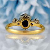 Ellibelle Jewellery Vintage 1980 Sapphire & Diamond 18ct Gold Three-Stone Ring (1.30cts)