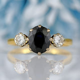 Ellibelle Jewellery Vintage 1980 Sapphire & Diamond 18ct Gold Three-Stone Ring (1.30cts)
