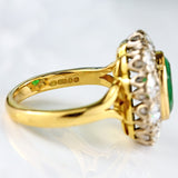 Ellibelle Jewellery Vintage 1980 Zambian Emerald & Diamond 18ct Gold Cluster Ring (3.60cts)