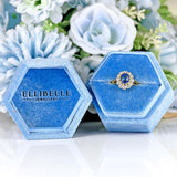 Ellibelle Jewellery Vintage 1981 Ceylon Sapphire & Diamond 18ct Gold Cluster Ring