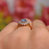 Ellibelle Jewellery Vintage 1981 Ceylon Sapphire & Diamond 18ct Gold Cluster Ring