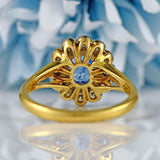 Ellibelle Jewellery Vintage 1981 Ceylon Sapphire & Diamond 18ct Gold Cluster Ring