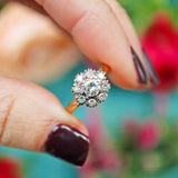 Ellibelle Jewellery Vintage 1981 Diamond 18ct Gold Cluster Ring (0.48cts)