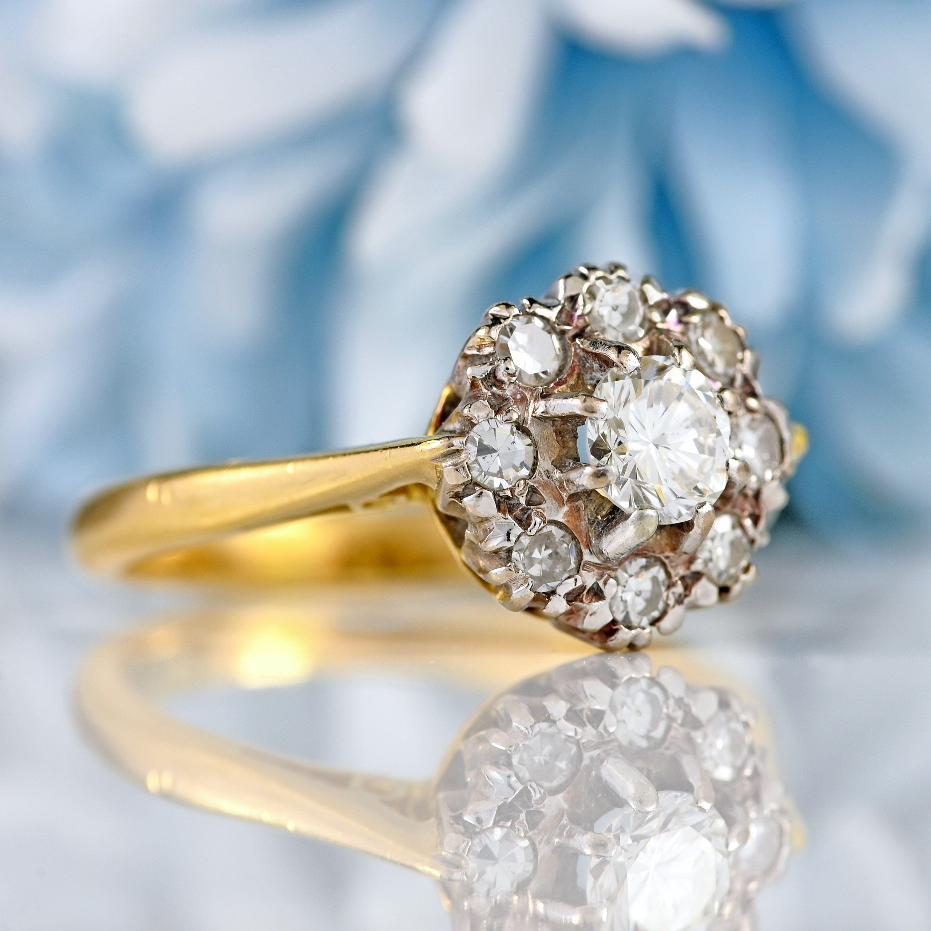 Ellibelle Jewellery Vintage 1981 Diamond 18ct Gold Cluster Ring (0.48cts)