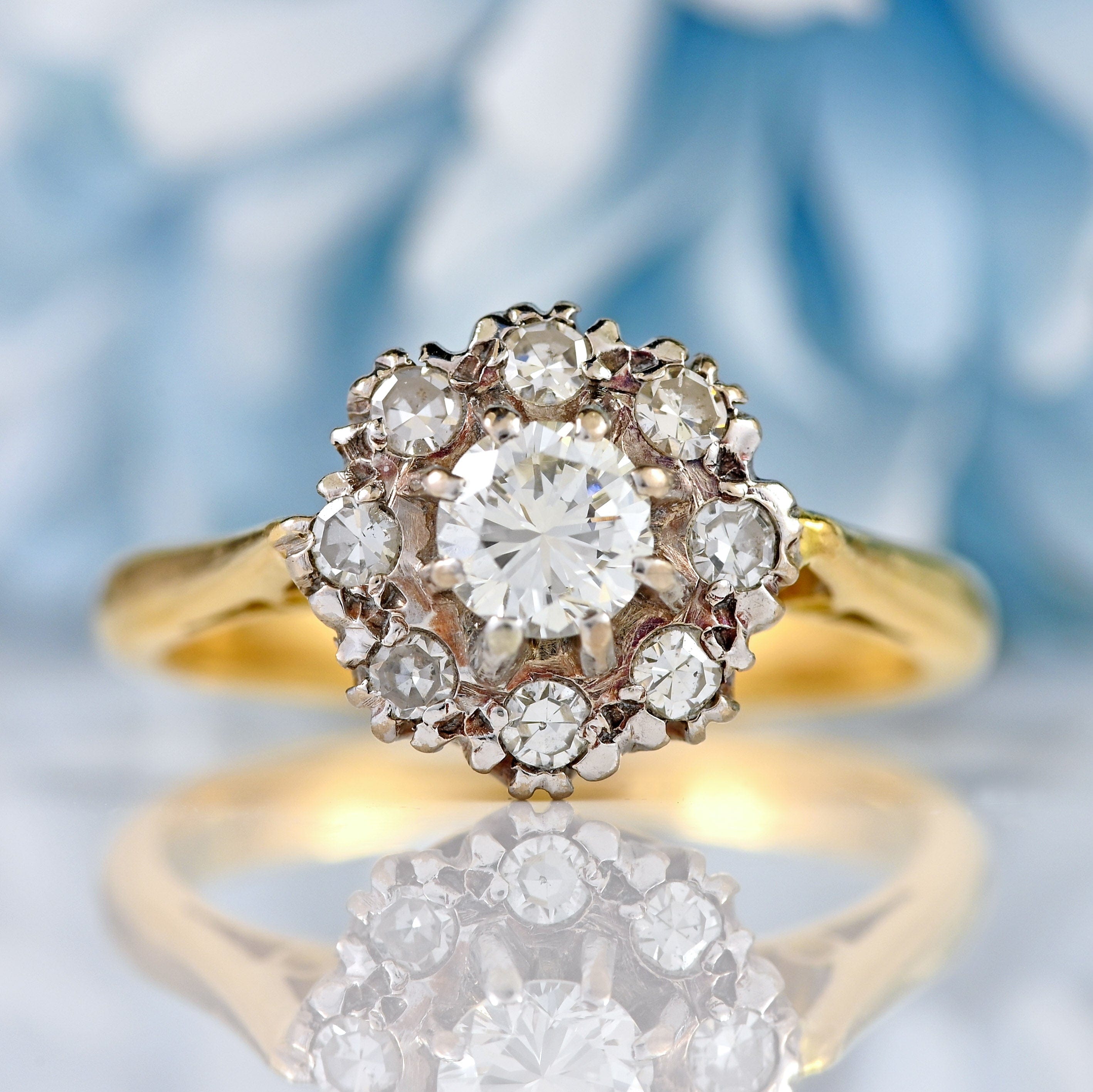 Ellibelle Jewellery Vintage 1981 Diamond 18ct Gold Cluster Ring (0.48cts)