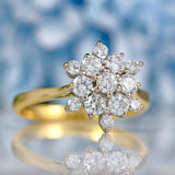 Ellibelle Jewellery Vintage 1981 Diamond 18ct Gold Snowflake Cluster Ring