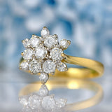 Ellibelle Jewellery Vintage 1981 Diamond 18ct Gold Snowflake Cluster Ring