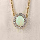 Ellibelle Jewellery Vintage 1981 Opal & Diamond 9ct Gold Pendant Necklace