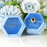 Ellibelle Jewellery Vintage 1981 Sapphire & Diamond 18ct Gold Oval Cluster Ring