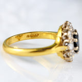 Ellibelle Jewellery Vintage 1981 Sapphire & Diamond 18ct Gold Oval Cluster Ring