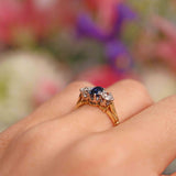 Ellibelle Jewellery Vintage 1981 Sapphire & Diamond 18ct Gold Three-Stone Ring (0.70cts)