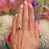 Ellibelle Jewellery Vintage 1981 Sapphire & Diamond 18ct Gold Three-Stone Ring (0.70cts)