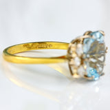 Ellibelle Jewellery Vintage 1982 Aquamarine & Diamond 18ct Gold Seven-Stone Ring (3.88cts)