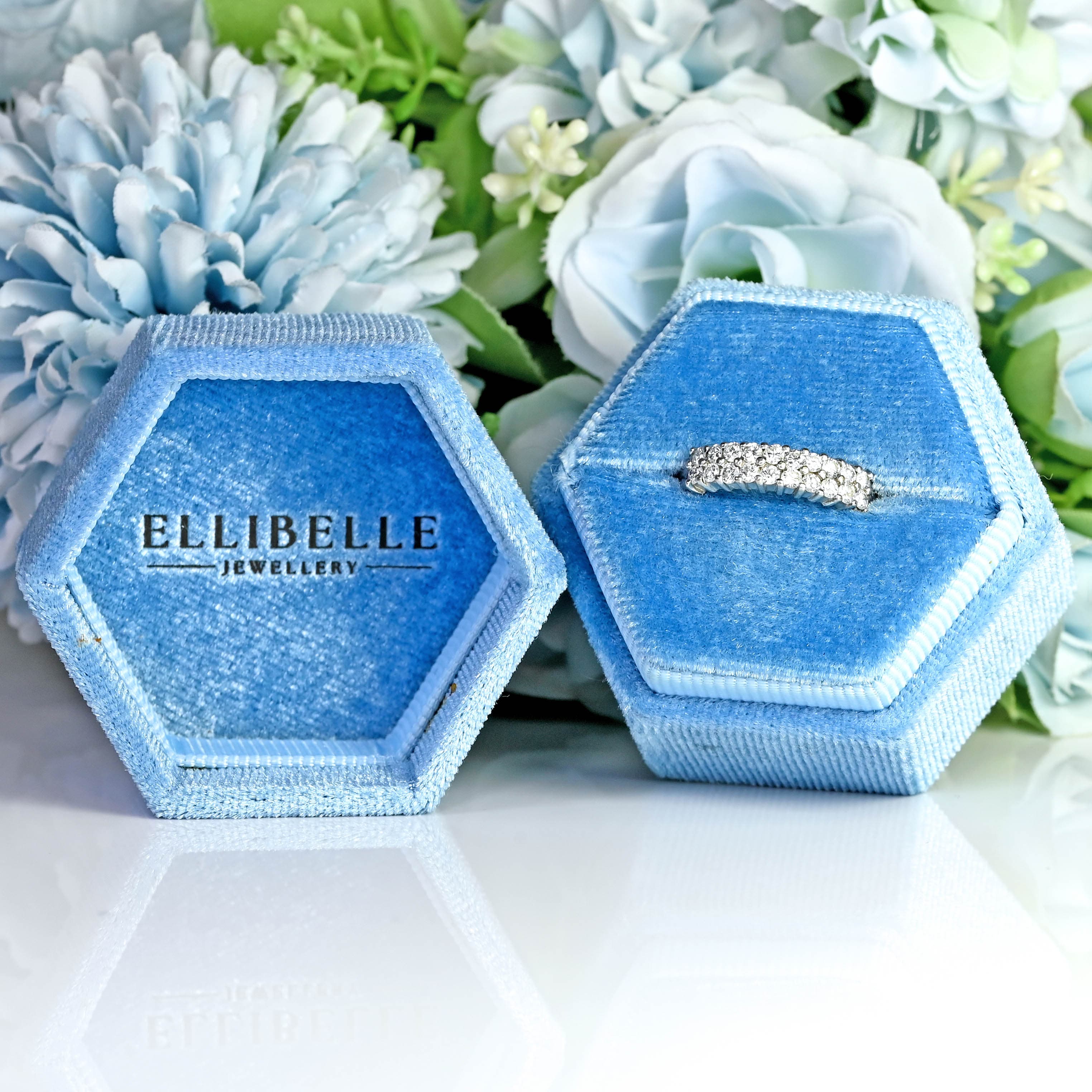 Ellibelle Jewellery Vintage 1982 Diamond 18ct White Gold Double-Row Band Ring