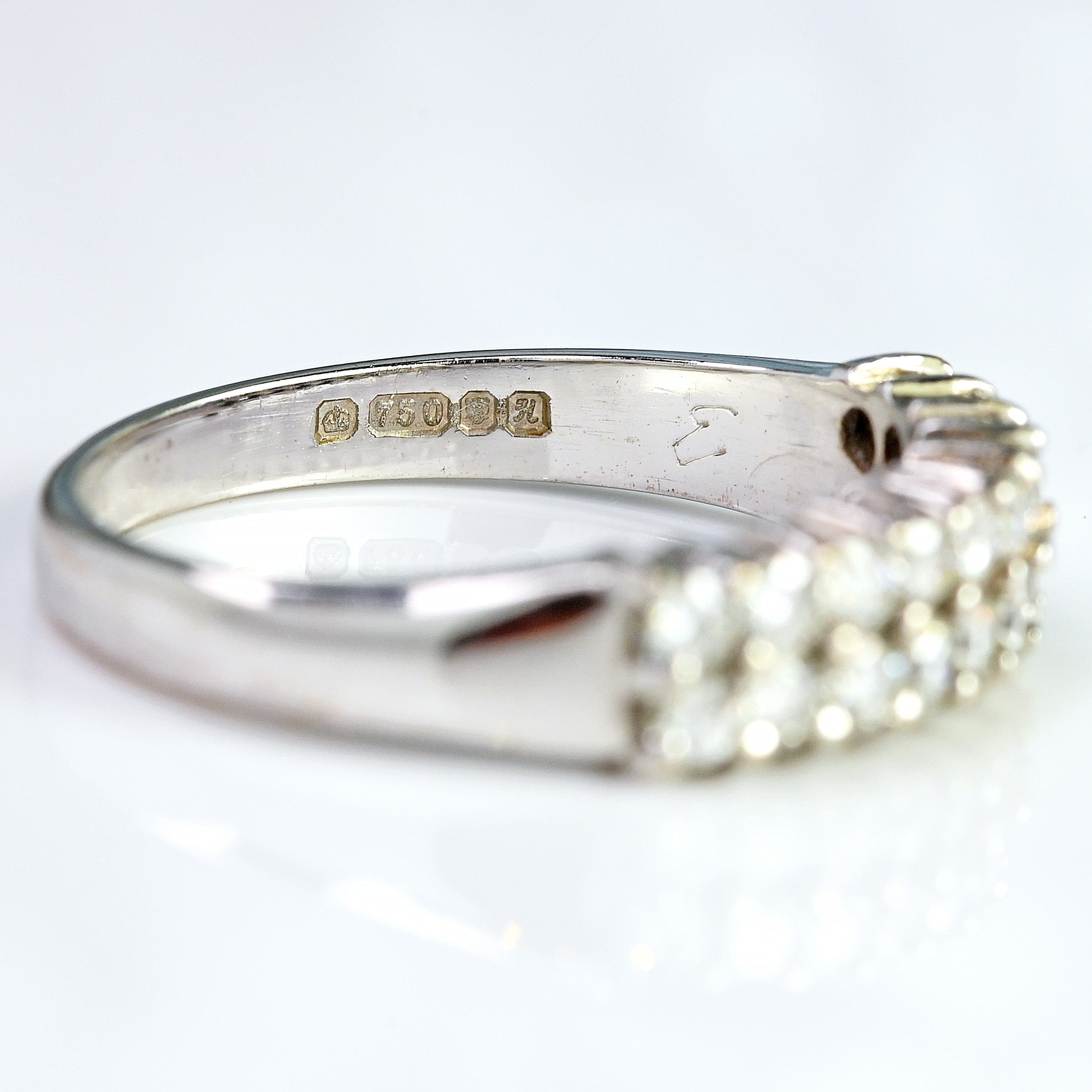 Ellibelle Jewellery Vintage 1982 Diamond 18ct White Gold Double-Row Band Ring