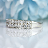 Ellibelle Jewellery Vintage 1982 Diamond 18ct White Gold Double-Row Band Ring