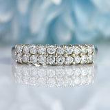 Ellibelle Jewellery Vintage 1982 Diamond 18ct White Gold Double-Row Band Ring