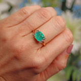Ellibelle Jewellery Vintage 1982 Emerald & Diamond Gold Ring
