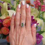 Ellibelle Jewellery Vintage 1982 Green Tourmaline & Diamond 18ct Gold Cluster Ring