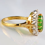 Ellibelle Jewellery Vintage 1982 Green Tourmaline & Diamond 18ct Gold Cluster Ring